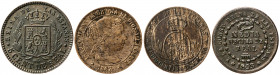 Isabel II. Lote de 4 monedas distintas en cobre. A examinar. MBC-/MBC+.