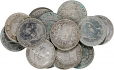 1869 a 1926. 50 céntimos. Lote de 15 monedas distintas. A examinar. BC+/MBC.