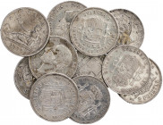 1869 a 1905. 2 pesetas. Lote de 11 monedas, todas diferentes. A examinar. BC/MBC-.