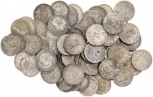 1869 a 1905. 2 pesetas. Lote de 66 monedas. Imprescindible examinar. BC-/EBC-.