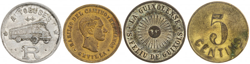 Lote de 2 monedas de la Guerra Civil, 1 de cooperativa y un jetón de propaganda....