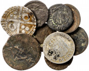 Lote formado por: 6 ardits, 1 seisè, 1 croat de Ferran II y 1 moneda de 50 céntimos de 1880. Total 9 monedas. A examinar. RC/MBC-.