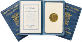 Andorra. 1983. 1 diner. (Kr. 14). Lote de 3 monedas en cartera oficial. A examinar. Latón. S/C.