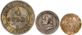 Lote formado por 2 cobres del Vaticano y 1 de Venecia. Total 3 monedas. A examinar. MBC-/MBC+.