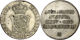 1833. Isabel II. Madrid. Proclamación. (Ha. 22) (V. 750) (V.Q. 13371). Plata. 2,96 g. Ø20 mm. EBC.