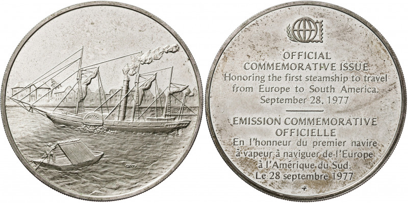 1977. FM (Franklin Mint). En honor del primer barco de vapor que viajó de Europa...