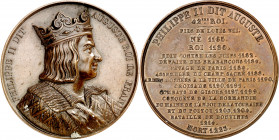 Francia. 1838. Felipe II, Augusto. (Forrer, vol. 1, 342-343). Grabador: Caqué. Incisión en canto. Bronce. 65,43 g. Ø51 mm. EBC+.