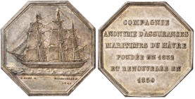 Francia. Compagnie Anonyme d'Assurances Maritimes du Hâvre. Jetón. (Forrer I, pág. 180). Grabadores: Roux y Bessaignet. Bella pátina. Plata. 19,33 g. ...