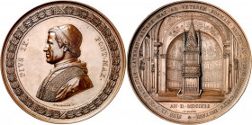 Estados Pontificios. 1851. Pío IX. Restauración del Altar Papal en San Juan de Letrán. Bella. Bronce. 279,65 g. Ø81 mm. EBC.