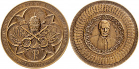Estados Pontificios. 1903. Pío X. Firmado: M. & W. ST. Bronce. 81,72 g. Ø60 mm. EBC.