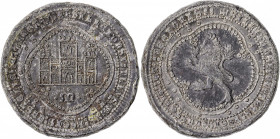 Reproducción moderna de un sello de Alfonso XI. Plomo. 149,21 g. Ø53 mm. MBC+.