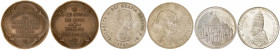 Lote de 3 medallas: una en cobre (Centenario de la defensa de Valdepeñas) y dos en plata (Gran Bretaña y el Vaticano). A examinar. EBC-/EBC+.