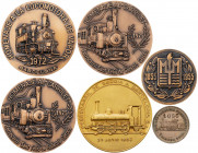 1955-1975. Ferrocarril. Lote de 5 medallas y un jetón. Total 6 piezas. Imprescindible examinar. Bronce. EBC.