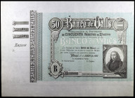1922. Banco de Valls. 50 pesetas. 1 de enero, Bonifás. Serie B. Con matriz, sin firmas y sin numeración. Márgenes superior e inferior. EBC.