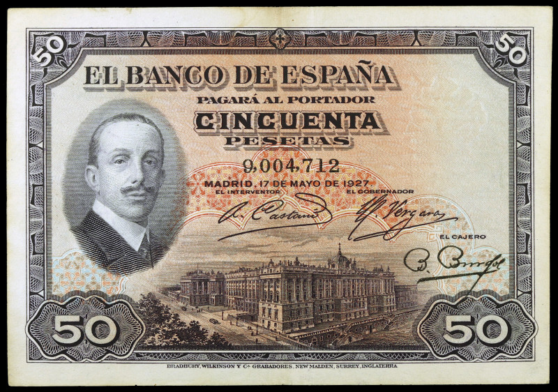 1927. 50 pesetas. (Ed. B110) (Ed. 326). 17 de mayo, Alfonso XIII. MBC-.