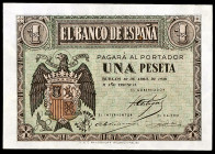 1938. Burgos. 1 peseta. (Ed. D29a) (Ed. 428a). 30 de abril. Serie E. Ex Colección Pérez Galdós 13/02/2019, nº 3211. S / C-