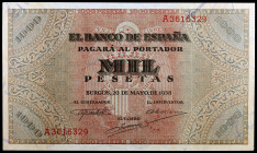 1938. Burgos. 1000 pesetas. (Ed. D35) (Ed. 434) 20 de mayo. Raro. MBC-
