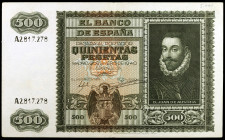 1940. 500 pesetas. (Ed. D40) (Ed. 439). 9 de enero, Juan de Austria. Lavado y planchado. Raro. MBC.