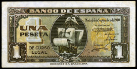 1940. 1 peseta. (Ed. D43a) (Ed. 442a). 4 de septiembre, Santa María. Serie C. EBC-.