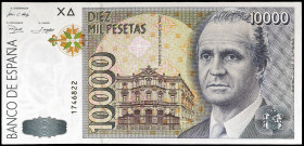 1992. 10000 pesetas. (Ed. E11) (Ed. 485). 12 de octubre, Juan Carlos I. Sin serie. Ondulación. S/C-.