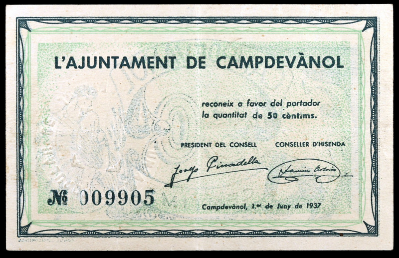 Campdevànol. 50 céntimos. (T. 726). MBC+.