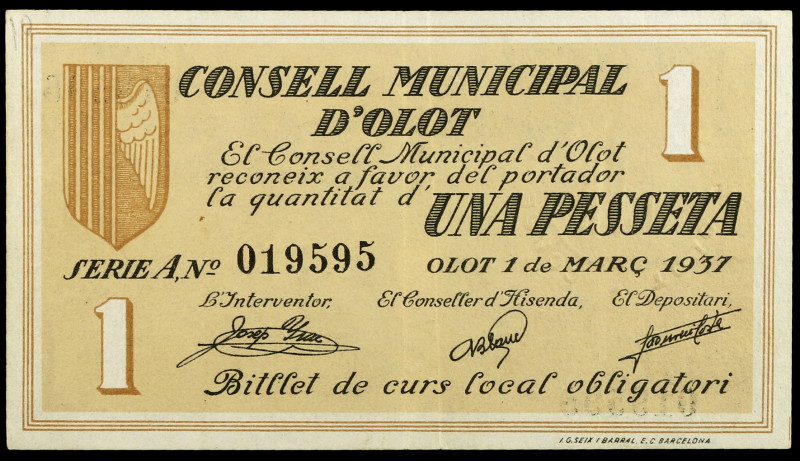 Olot. 50 céntimos y 1 peseta. (T. 1946). MBC-.