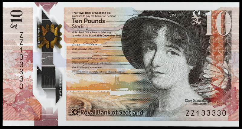 Escocia. s/d (2017). Banco Real. 10 libras. (Pick 371). Mary Somerville. Serie 2...