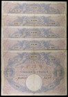 Francia. 1913 y 1914. Banco de Francia. 50 francos. (Pick 64e). 5 billetes, todos con fechas distintas. Firmas: J. Laferriere y E. Picard. BC/BC+.