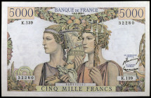 Francia. 1953. Banco de Francia. 5000 francos. (Pick 131c). 2 de julio. MBC+.