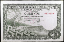 Guinea Ecuatorial. 1969. Banco Central. 500 pesetas guineanas. (Pick 2). 12 de octubre. Impreso en la FNMT. Leve doblez. EBC.