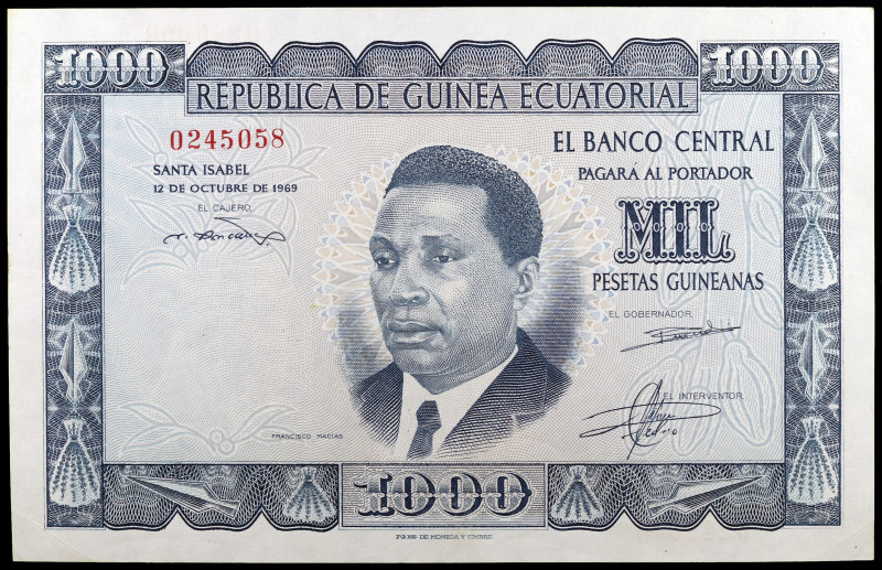 Guinea Ecuatorial. 1969. Banco Central. 1000 pesetas guineanas. (Pick 3). 12 de ...