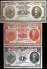 Indias Holandesas. 1943. 50 centavos, 1 y 50 gulden. (Pick 110, 111 y 116). Tres billetes para las Fuerzas de Liberación. 2 de Marzo. MBC/EBC.