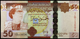 Libia. s/d (2008). 50 dinars. (Pick 75). Muammar Gaddafi. S/C-.