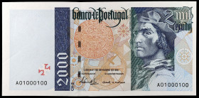 Portugal. 1995. Banco de Portugal. 2000 escudos. (Pick 189a). Lisboa 21 de septiembre, Bartolomé Días. Numeración A01000100. S/C-.