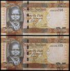 Sudán del Sur. s/d (2011). Banco de Sudán del Sur. 25 libras. (Pick 8). Dr. John Garang de Mabior. Pareja correlativa. S/C.