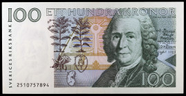 Suecia. s/d (1992). Sveriges Riksbank. 100 coronas. (Pick 57a). Carl Von Linné. S/C.