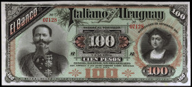 Uruguay. 1887. Banco Italiano. 100 pesos. (Pick S215). Montevideo, 20 de septiembre. S/C-.