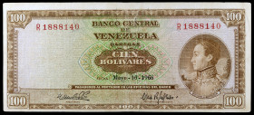 Venezuela. 1966. Banco Central. 100 bolívares. (Pick 48d). 10 de mayo, Simón Bolívar. Serie R. MBC.