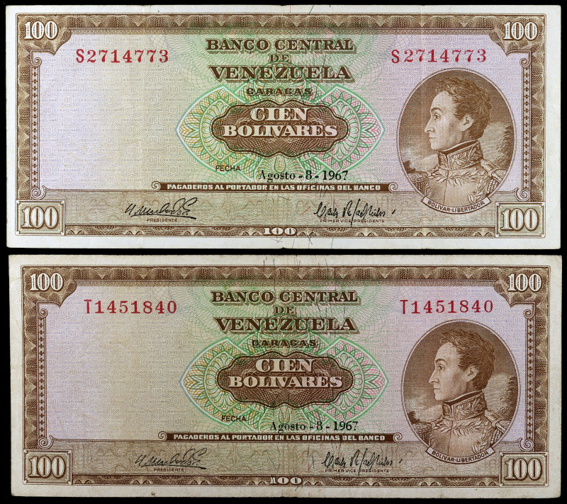 Venezuela. 1967. Banco Central. 100 bolívares. (Pick 48e). 8 de agosto, Simón Bo...