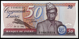 Zaire. 1982. Banco del Zaire. 50 zaires. (Pick 28a). 24 de noviembre. S/C.