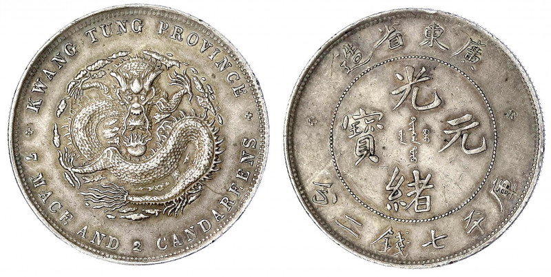 China
Qing-Dynastie. De Zong, 1875-1908
Dollar (Yuan) 1891. Provinz Kwang-Tung...