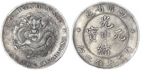 China
Qing-Dynastie. De Zong, 1875-1908
Dollar (Yuan) o.J. (1901). Provinz Szechuan (7 Mace and 2 Candareens). Variante mit schräg gepunzten Buchsta...