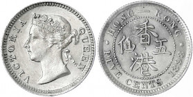 Hongkong
Victoria, 1860-1901
5 Cents 1898. fast Stempelglanz. Krause/Mishler 5.