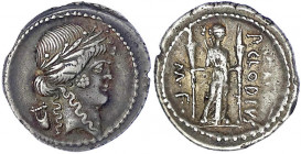 Römische Republik
P. Clodius M.f. Turrinus 42 v. Chr
Denar 42 v. Chr. Apollokopf r., links Kithara/Diana steht mit Fackeln. 3,82 g.
vorzüglich, sch...