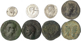 Kaiserzeit
Augustus 27 v. Chr. bis 14 n. Chr
8 Münzen Octavian/Augustus: 5 Asses (u.a. Nemausus), Quinar, 2 Denare (IMP X ACT und mit Marcus Antoniu...