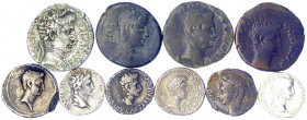 Kaiserzeit
Augustus 27 v. Chr. bis 14 n. Chr
10 Münzen: 3 Asses (u.a. P. Carisius), Tetradrachme Antiochia, 6 Denare (Octavian, Triumpfbogen, Tempel...