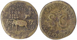 Kaiserzeit
Augustus 27 v. Chr. bis 14 n. Chr
Sesterz, posthum unter Tiberius 35/36. DIVO AVGVSTO SPQR. Augustus sitzt in Elefantenquadriga/TI CAESAR...