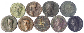 Kaiserzeit
Tiberius 14-37
9 Asses aus der Zeit des Tiberius: 3 X für Tiberius selbst, 1 X für Livia, 3 X für Germanicus (1 X zur Bestattung mit Pfer...