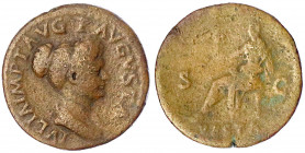 Kaiserzeit
Julia Titi (Tochter des Titus, Gattin Domitians
As 80/81. Drap. Brb. mit Haardutt r./VESTA SC. Vesta thront l. 10,86 g. Stempelstellung 7...