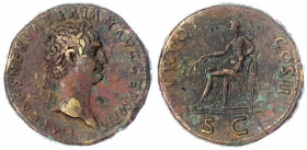 Kaiserzeit
Trajan, 98-117
Sesterz 98. Bel. Kopf r./TR POT COS II SC. Pax sitzt l. 25,70 g. Stempelstellung 5 h.
sehr schön. RIC 383. Cohen 590.
